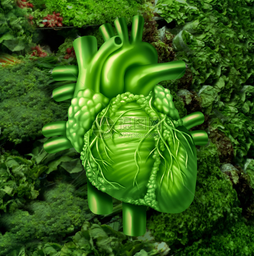 健康的心脏饮食与深叶绿色蔬菜蔬菜摊个保健营养的,吃天然生食,富含天然维生素矿物质,人体心血管系统好处图片