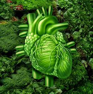 健康的心脏饮食与深叶绿色蔬菜蔬菜摊个保健营养的,吃天然生食,富含天然维生素矿物质,人体心血管系统好处背景图片