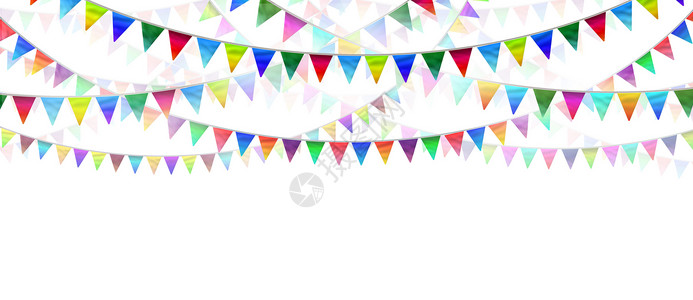 三角形舞会彩旗白色背景上的彩旗庆祝生日特别活动的广告营销图标,交流的横向元素背景