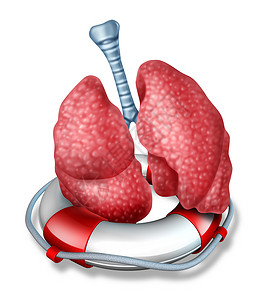 肺抢救医疗保健与人的肺器官漂浮救生器救生带,代表紧急医疗外科手术拯救身体的呼吸系统背景图片