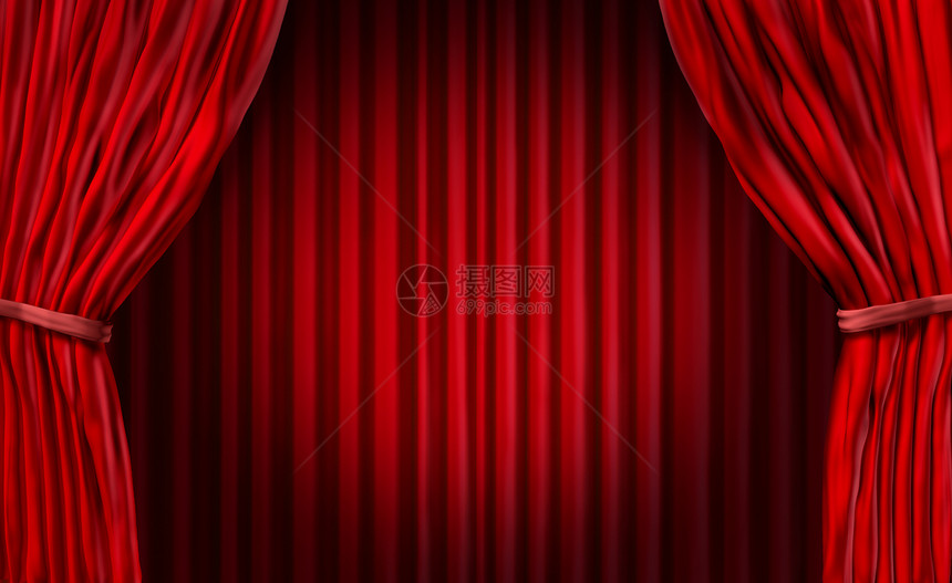 娱乐活动窗帘背景,用于戏剧舞台上的电影表演,以红色天鹅绒窗帘窗帘营销广告促销元素的重要公告演示图片