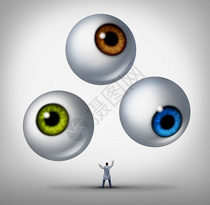 眼球追踪验光师医生的验光师的服务象征着个健康的专业杂耍人的眼球,比喻病人的视力视力保健背景