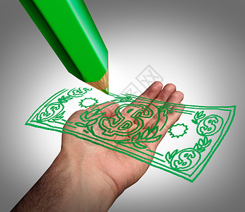 乌得勒支赚钱的商业支绿色铅笔,把美元的货币摊开,创造财富游说体的补贴支付退款的象征设计图片
