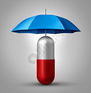 药物保护药物安全种保健符号与胶囊药丸与伞保护药物图标图片