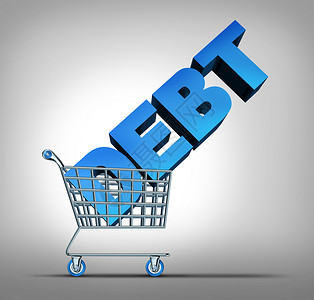 信用借款消费者债务金融种购物车,拖着个三维文本个信用问题的标志,挑战管理零售商店的支出背景