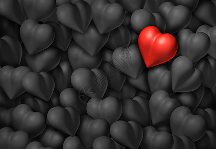情人节背景,群灰色的心颗红色闪亮的心,浪漫激情的情人节象征图片