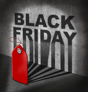 黑五标签黑色星期五销售,个红色的价格标签,墙上投下阴影,文字象征,以庆祝节日开始购物,零售商店低价提供折扣购买机会背景