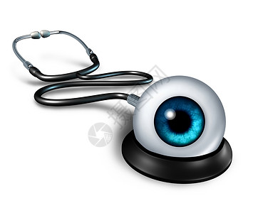 医学检查保健种听诊器,以人的眼睛警惕的医生符号,用于病人症状进行诊断检查图片