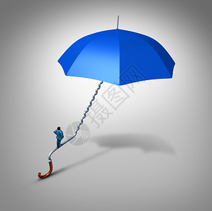 投资担保app职业工作保障路径保护员工攀登蓝色伞柄形状为楼梯路径商业隐喻财务象征的工作保障覆盖支持背景