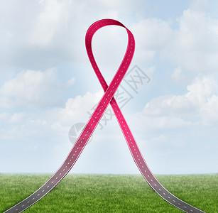 乳腺癌带状道路的医疗保健的象征,疾病幸存者的认识希望支持的道路图片
