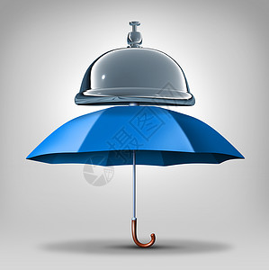 保障伞保护服务把蓝色的伞,服务钟提供安全安保援助的象征图标,健康福利商业保障背景