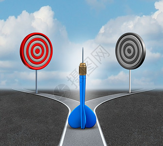 目标路径战略决策业务种混乱的蓝色飞镖,决定以哪个牛眼为目标,战略咨询咨询的隐喻背景