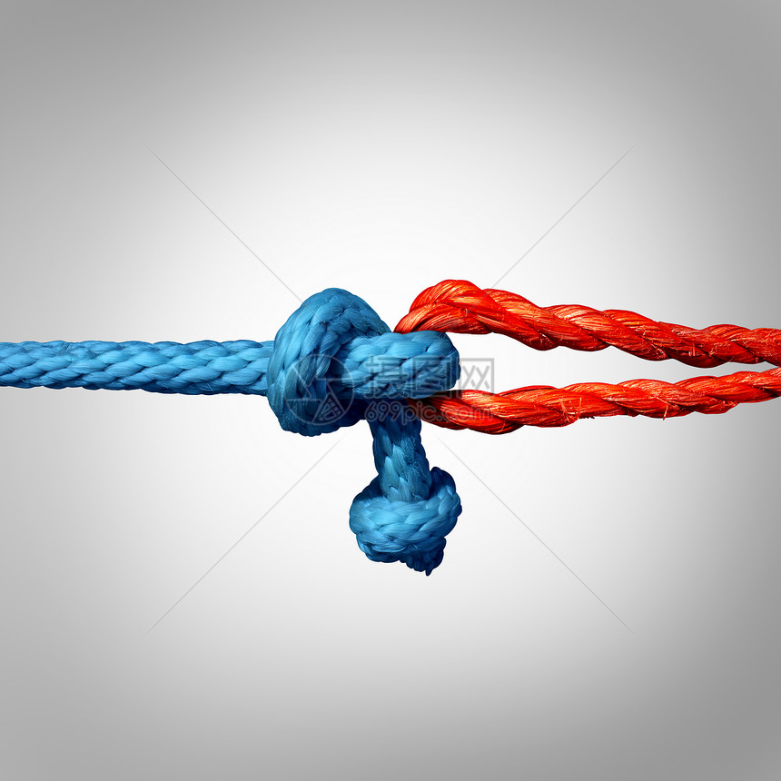 连接的两条同的绳索捆绑,条牢可破的链,信任信仰的隐喻,依赖依赖个值得信任的合作伙伴的支持力量图片