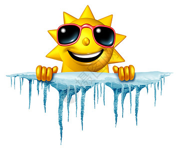 夏天降温的冷却的想法,个太阳字符图标,抓住大块雪冰与冰柱个象征,以管理炎热的天气,夏季炎热个清爽的休息图片