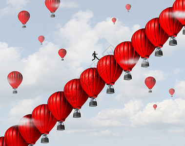 商业管理成功领导红色气球堆放楼梯楼梯的,这样个商人的领导者就可以爬向个财务职业目标的步骤,个创造背景图片