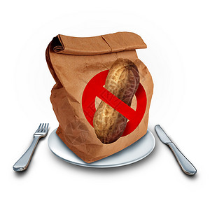 学校午餐过敏个棕色袋与花生免费图标食品健康风险教育部菜单政策过敏学生的安全问题背景