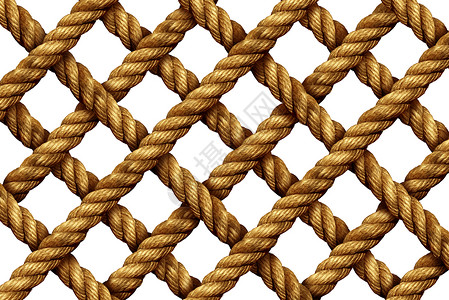 绳网图案强烈的厚海线连接个几何形状,个海洋网隔离白色背景上背景图片