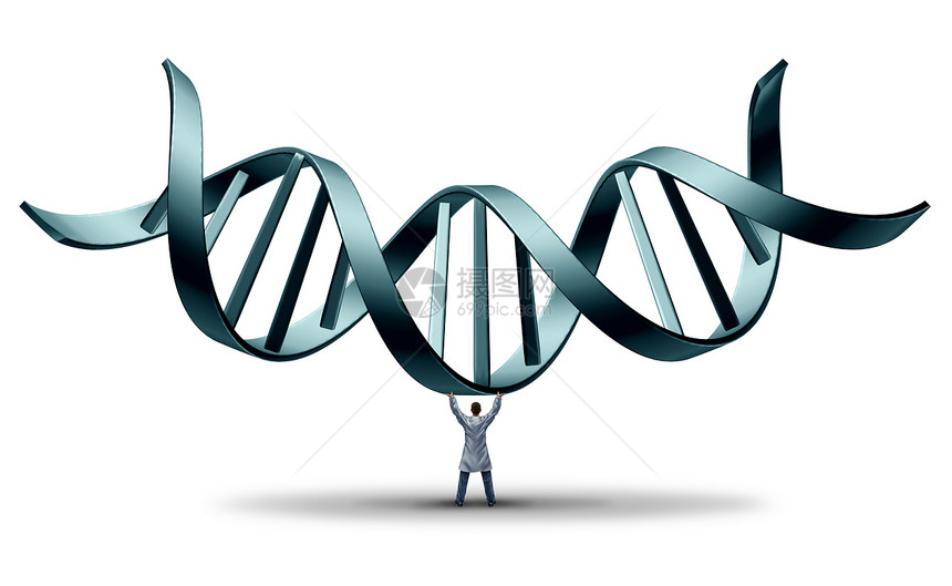 DNA医生遗传学家把双螺旋医学科学的象征,白人背景下基因工程科学家的职业图片