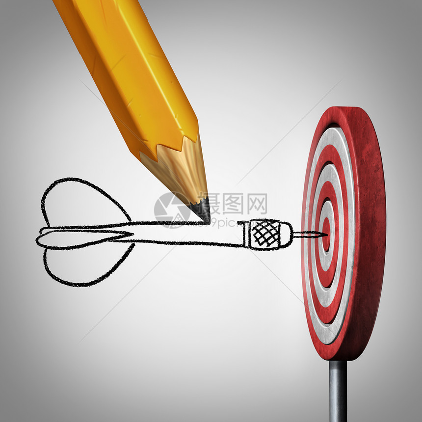 成功目标规划商业,支铅笔,画支飞镖,击中个目标的中心,个飞镖板上,个隐喻,创建个计划可视化来控制图片