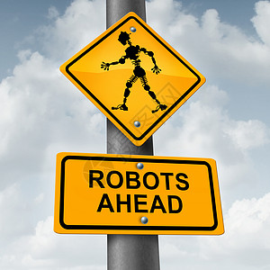 机器人标志机器人机器人技术种交通标志,未来主义的人形机器人图标,未来人工智能高科技制造自动驾驶汽车工程创新的象征背景