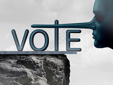 投票投票欺骗的象征个人,长着长鼻子,比喻选举中诚实选民欺诈图片