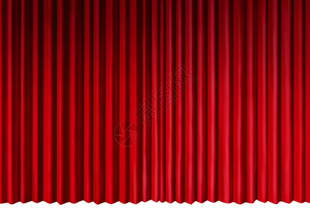窗帘象为红色天鹅绒窗帘,代表戏剧娱乐活动舞台孤立白色背景三维插图图片