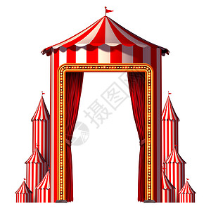 马戏帐篷的个垂直的狂欢节构图个娱乐活动娱乐活动符号的节日特别活动庆祝与空白隔离白色背景上3D插图背景图片