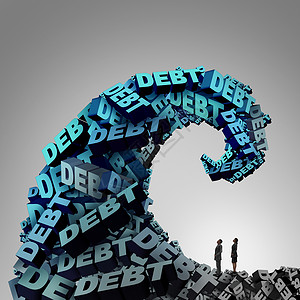 会费债务压力金融股巨大的浪潮浪潮,由3D插图文本金融经济危机的隐喻,比喻货币问题风险预算管理的麻烦设计图片