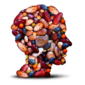 豆豆扁豆的想法蚕豆,豆红,黑豆堆形状像人头,种健康的营养食品,白色的背景下背景图片