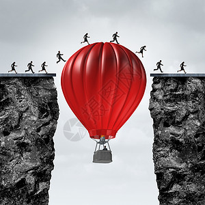 免抠热气球山体机会经理问题解决者的商业,如红色气球,创造个支持链接,以帮助个队的商人跨越个企业目标,以成功的三维插图元素背景