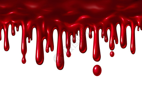 血飞溅血液滴下来个红色飞溅,滴下来万节元素的象征,孤立白色背景上的三维插图风格背景