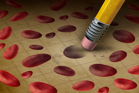血液紊乱医学铅笔擦除人类细胞贫血血友病的医学血液学符号三维插图背景图片