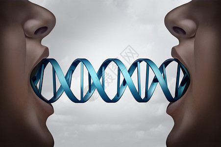 基因克隆DNA医学克隆技术的双螺旋分子结构的克隆,将两人连接来,三维插图元素的基因生物技术符号背景