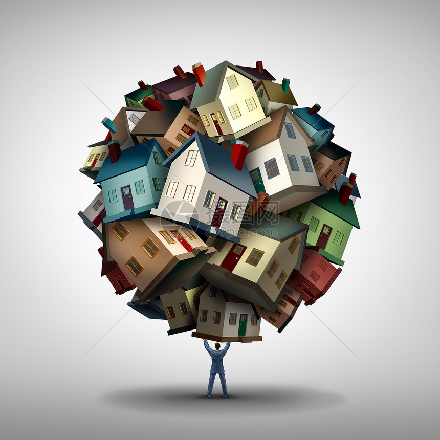 房地产经纪人房地产经纪人的电力卖方销售人员提升住宅住房市场房地产行业的隐喻与三维插图元素图片