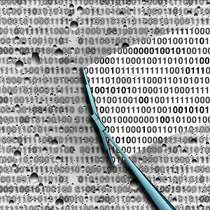 数据分析计算机黑客模糊的进制代码与雨刷识别私人信息安全技术符号与3D插图背景图片