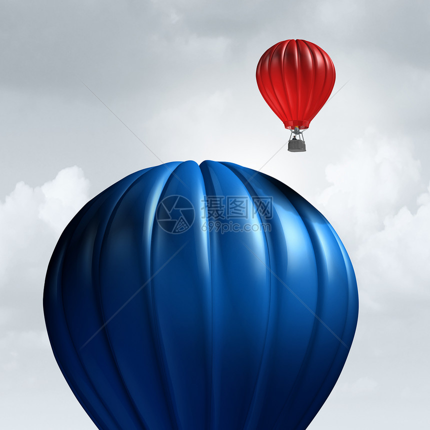 小企业的优势,个缓慢的巨大气球被个较小的个人击败,个企业隐喻的经济灵活,并准备迎接新的机会与3D插图元素图片