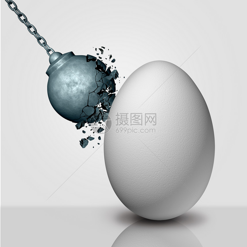 内部力量耐力耐久隐喻个沉船球被个鸡蛋个耐用持久图标个三维渲染图片
