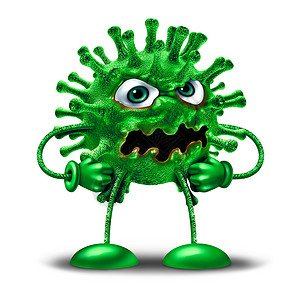 绿色怪物便签卡通病人物绿色疾病怪物生物健康医学医学病理符号病原体剪辑艺术图标白色背景上三维插图背景