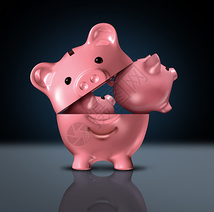 小投资者的金融小投资小猪银行大银行出来财富建设隐喻3D渲染背景图片