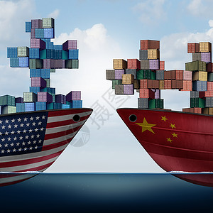 中国美国的贸易挑战美国的关税两艘立的货船了个谜,个经济税收争端的进出口个三维的例子中国美国的贸易背景图片