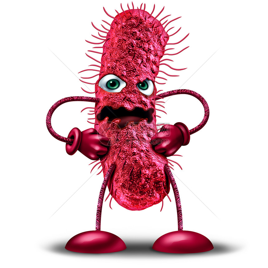 卡通细菌角色红色疾病怪物生物健康医学医学病理符号病原体剪辑艺术图标白色背景上3D插图卡通细菌字符图片