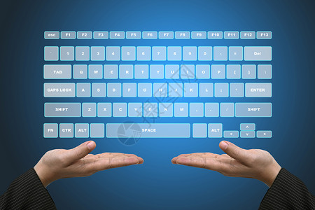 商务手握技术虚拟键盘接口图片