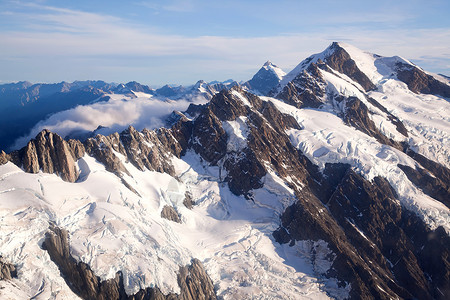 直升机,新西兰,山厨师山脉景观的鸟瞰高清图片