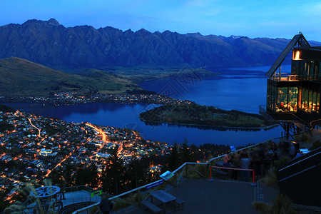 显著新西兰皇后镇夜间景观背景