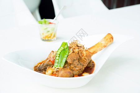 美食主菜羊肉咖喱Mussamun泰国印度风格图片