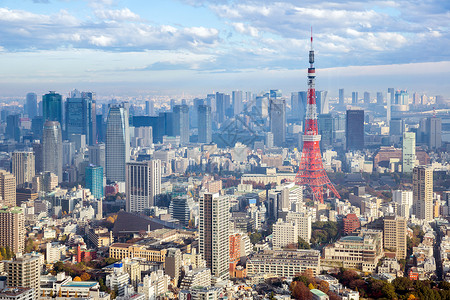 东京塔与天际线日本图片
