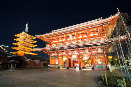 日本东京AsakusaSensoji寺庙高清图片