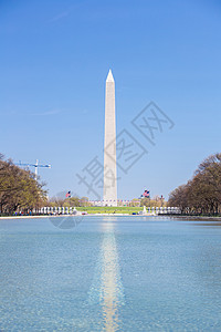 林肯纪念堂新反射池中华盛顿纪念碑的倒影图片