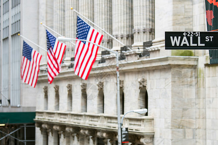 萨达克华尔街标志纽约与纽约证券交易所的背景背景