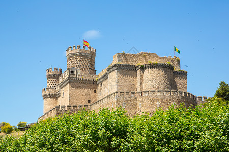 曼萨纳雷斯曼扎纳雷斯埃尔雷亚尔的门多萨城堡,西牙背景